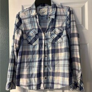 ⭐️5/$20! Sonoma Blue and White Plaid Snap Button-Up Shirt